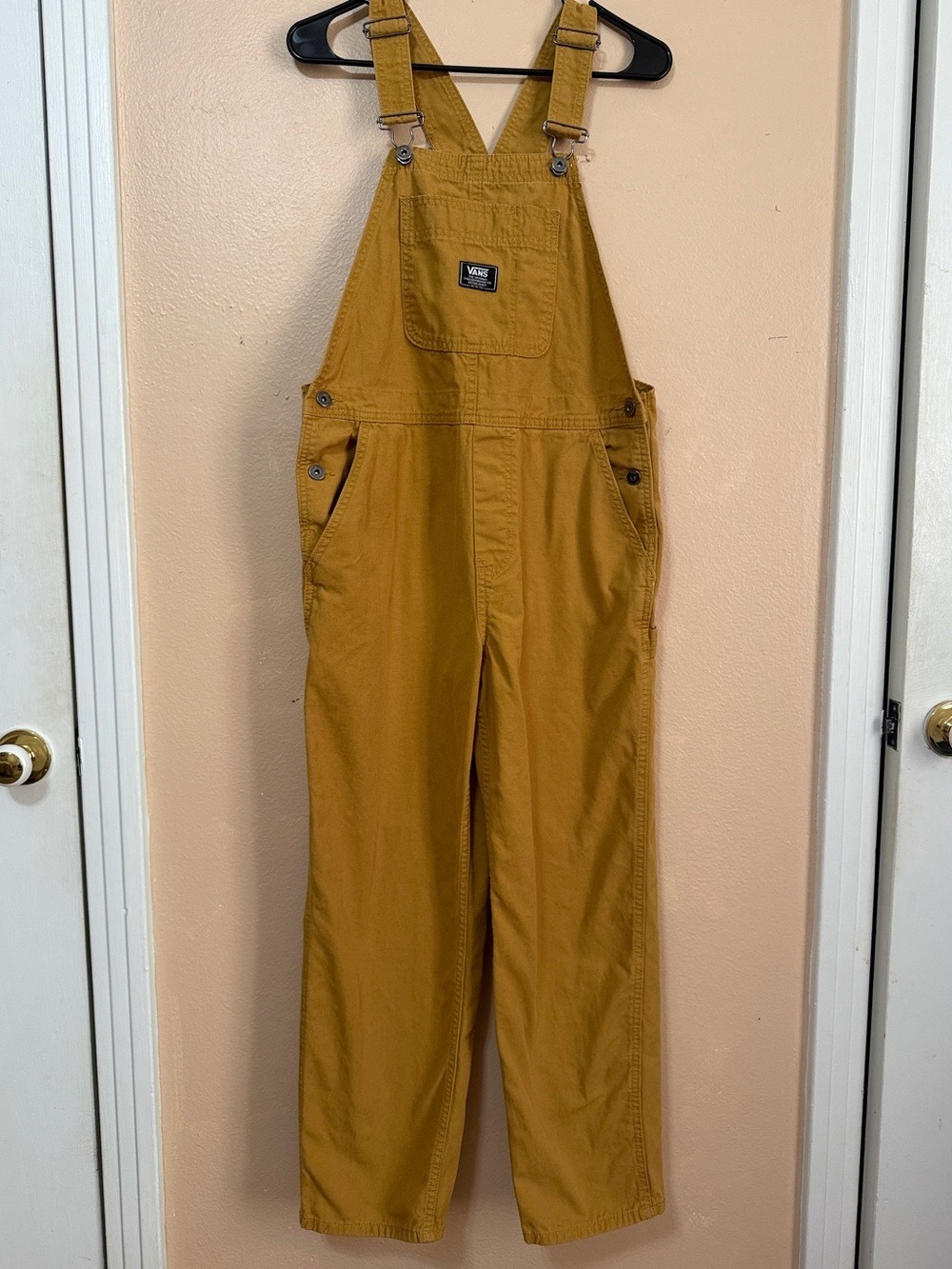 Vans Wood Thrush Ground Work Canvas Overalls Mustard Yellow M Perfect - Picture 5 of 9